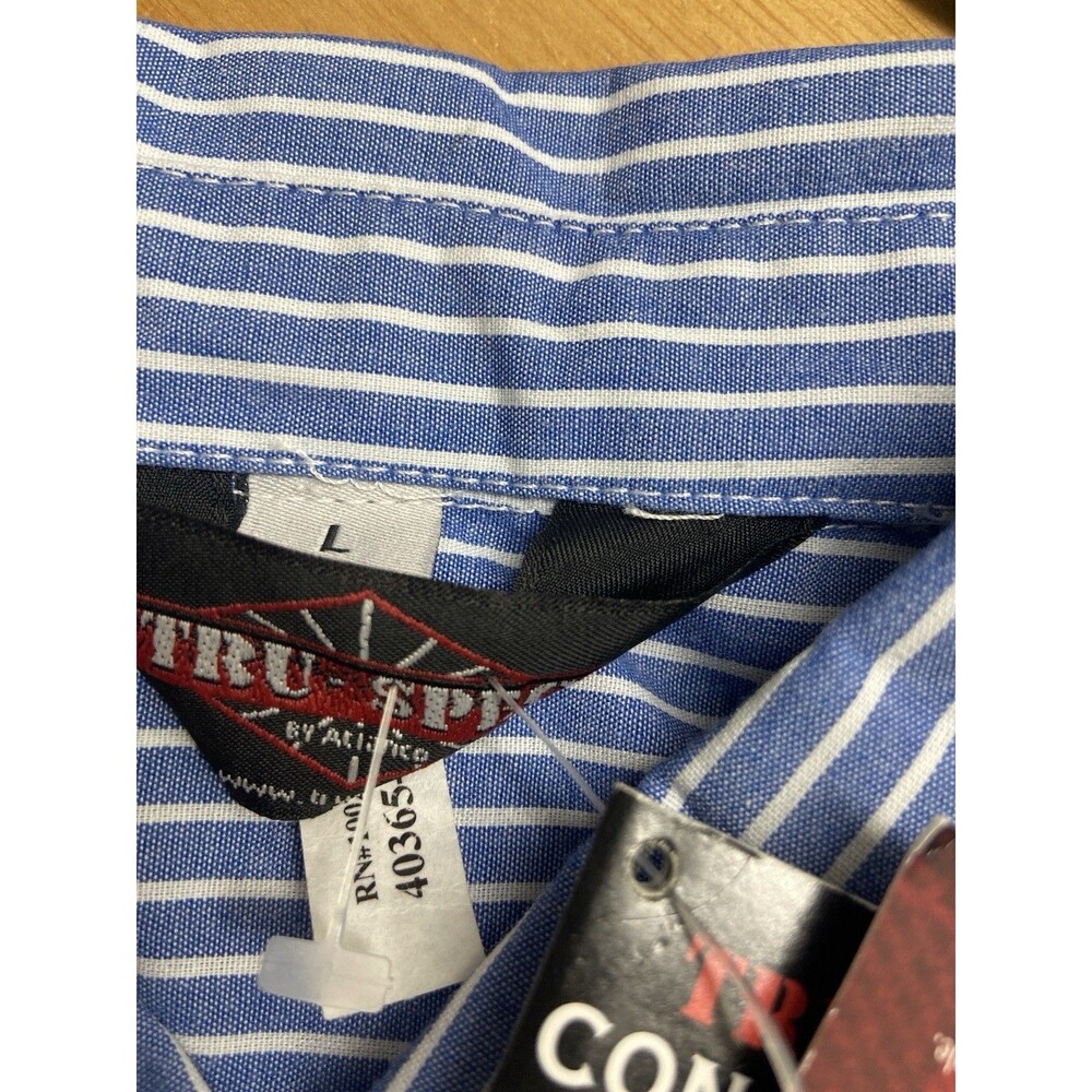 Tru-Spec 24-7 Concealed Shirt Mens Large Blue Striped Button Down Short Sleeve - Picture 5 of 12